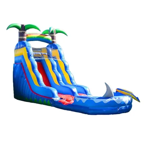 HeroKiddo Ocean Shark inflatable water slide with detachable splash pool