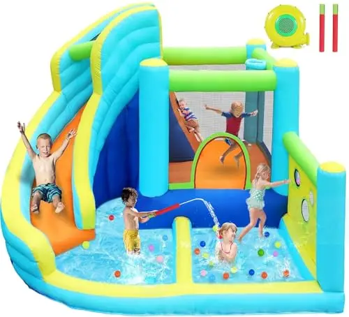FBSPORT inflatable bounce house water slide park with climbing wall